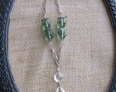 Necklace--Crystal Chandelier Drop--Green Beads