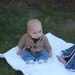 Undyed Alpaca Baby Sweater with Owl Motif
