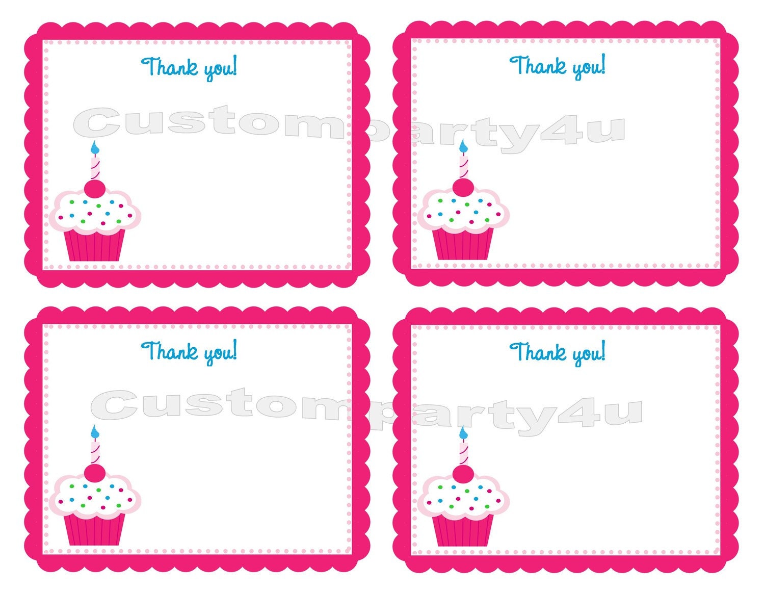 Cupcake Thank You Cards Boy or Girl Il_170x135