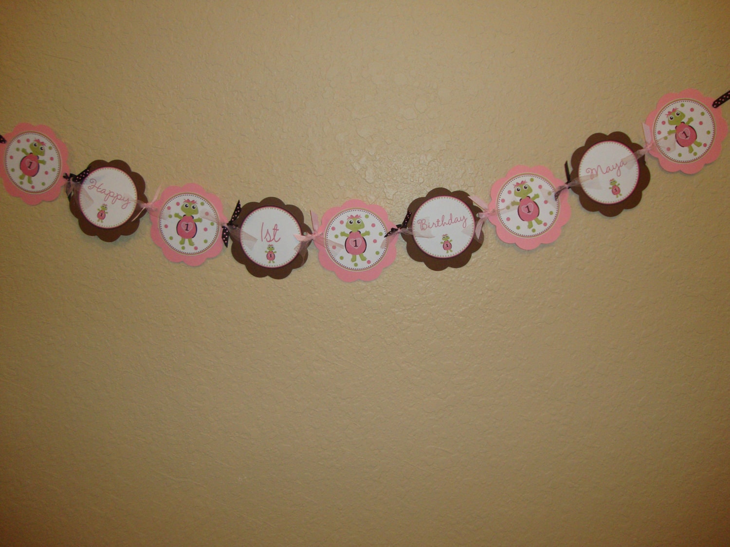 Adorable Pink Turtle Custom Word Banner Il_170x135