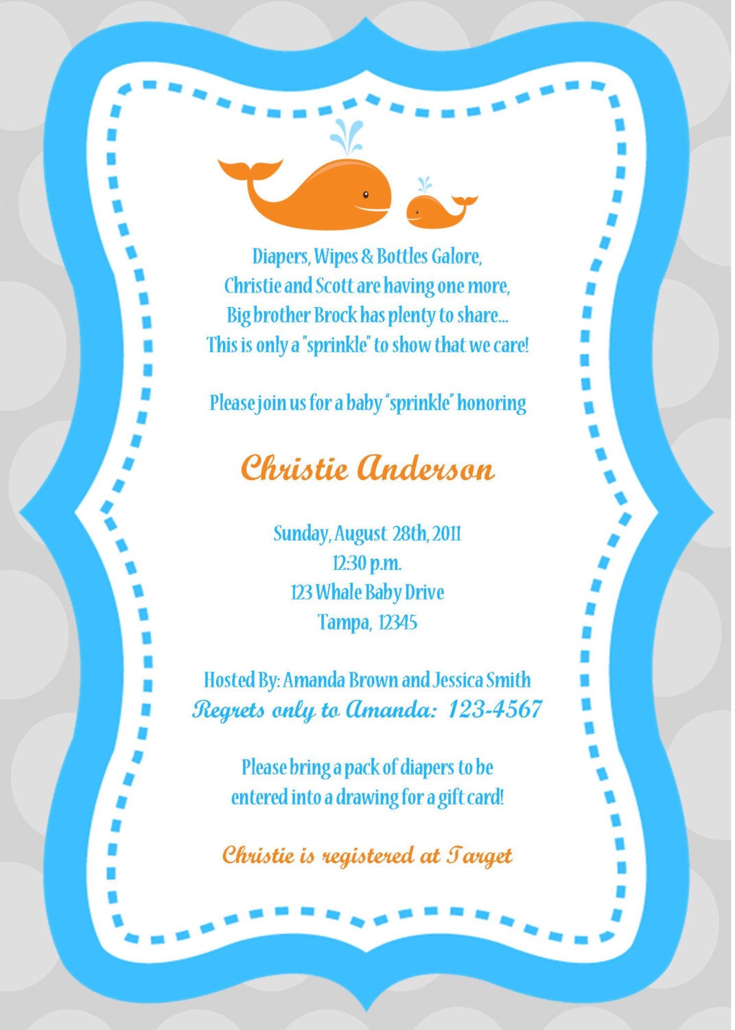 Whale Baby Shower Invitation