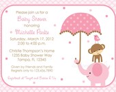 Polka Dot Elephant Baby Shower Invitation - Girl Design Il_170x135
