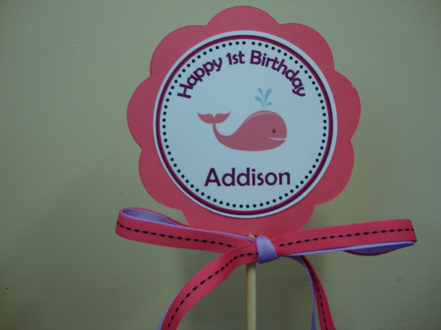Adorable Girl Whale Custom Centerpiece Stick / Smash Cake Topper Il_570xn