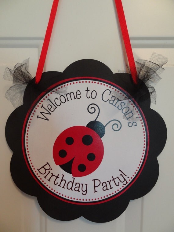 Red and Black Ladybug Door Sign Il_570xn