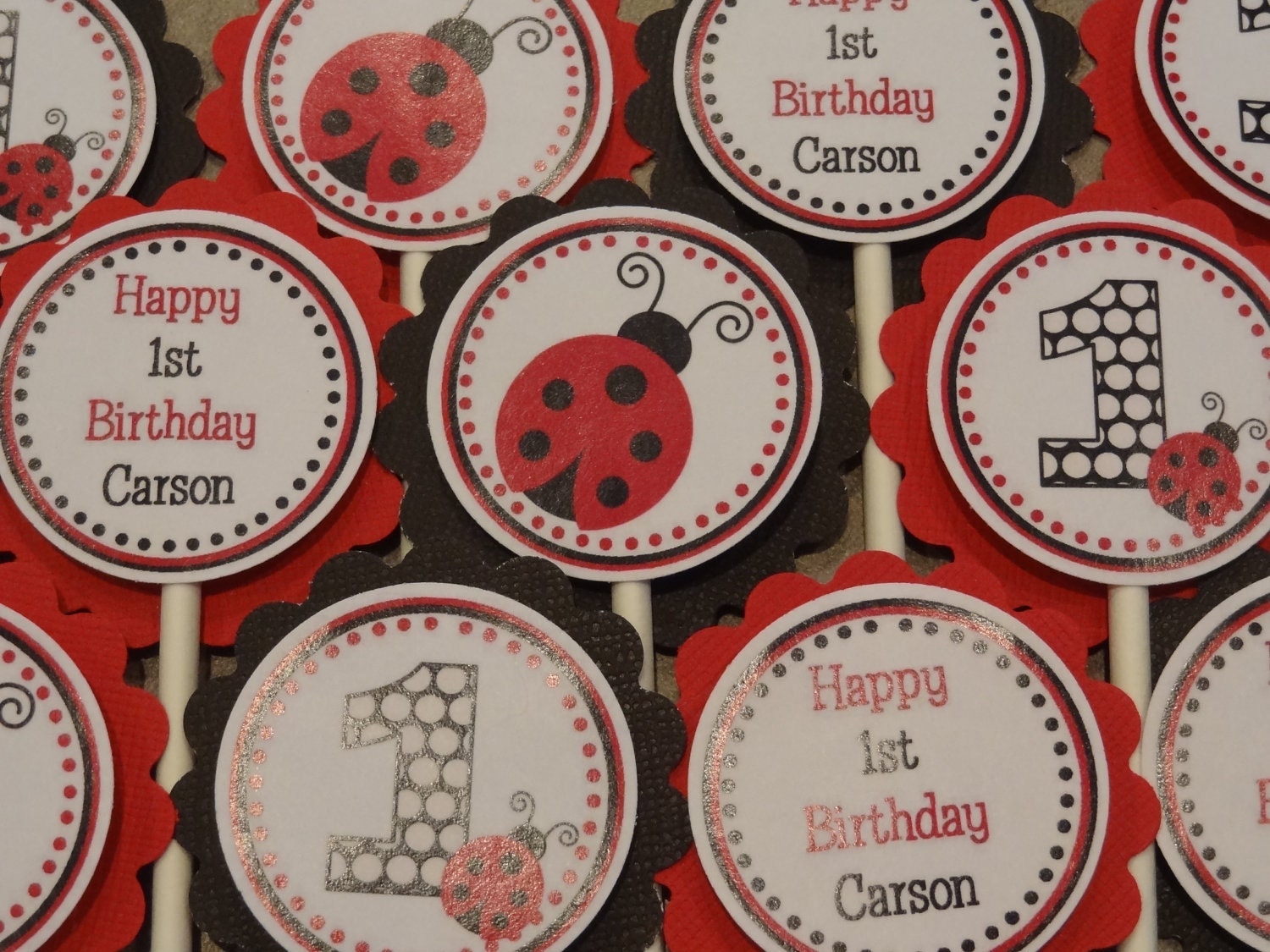 Ladybug Cupcake Toppers Il_570xn