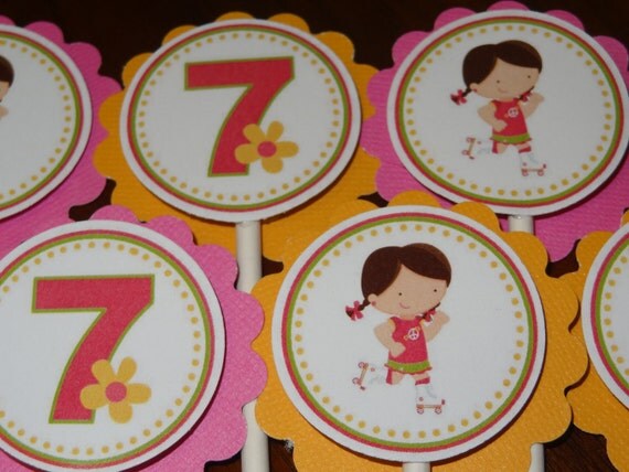 Roller Skate Cupcake Toppers for Girls Il_570xn