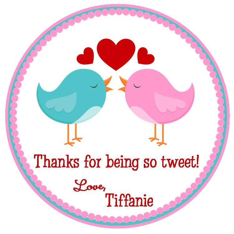 Tweet Bird Valentine's Favor Tags or Stickers Il_570xn
