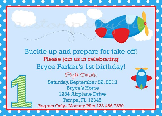 Little Airplane Custom Birthday Invitations Il_570xn