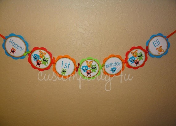 Adorable Monster Custom Word Banner Il_570xn