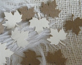 Leaf Confetti -Vintage Wedding -Kraft and  Ivory / Cream Die Cut 1 inch leaves-Embellishments-Winter Woodland Wedding-Table Decoration