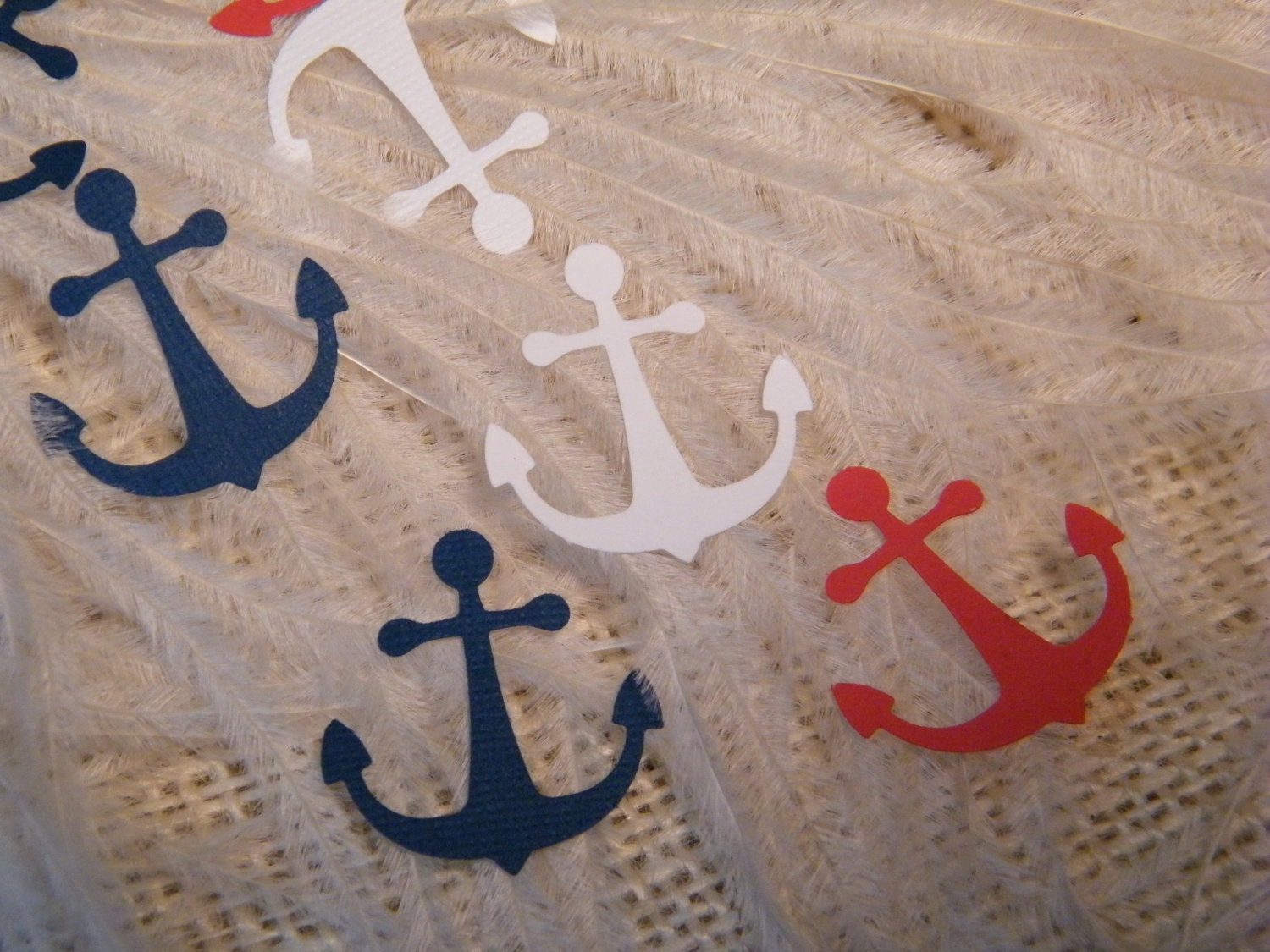 Party Decoration - Lot of 200 Anchor Confetti - Red -White- Blue / Navy - 4th of July - Patriotic - Boys Birthday Party - Nautical Confetti