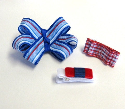 Toddler Hair Clips- Red, White and Blue