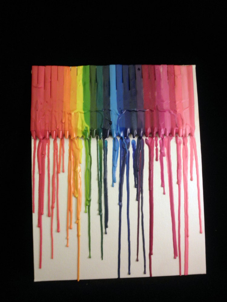 Rainbow Melting Crayons on 8x10 Canvas Board