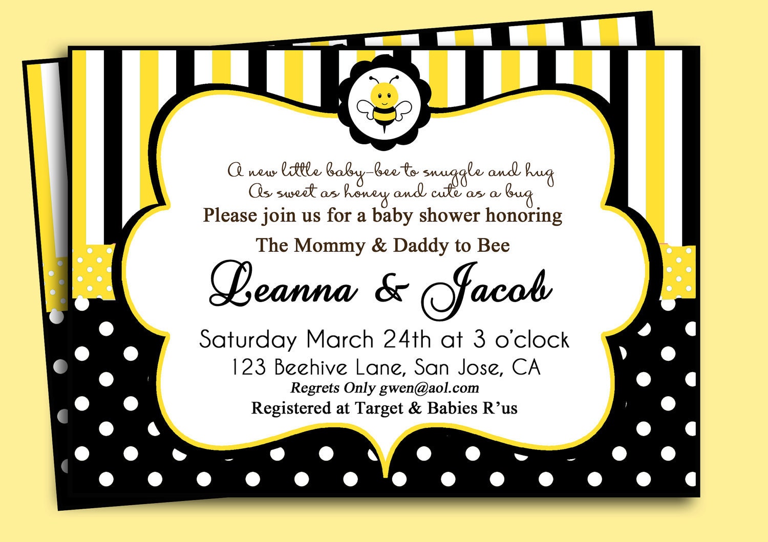 Bumble Bee Birthday or Baby Shower Invitation Printable - Sweet Bee Collection