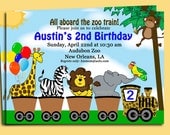 Animal Parade Invitation Printable - Zoo Train Collection - Birthday, Baby Shower, Zoo Party