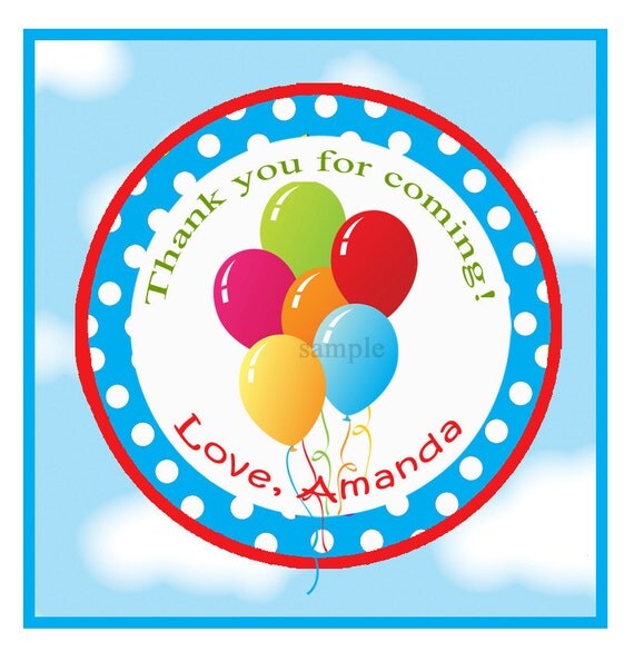 Printable Ballooon Birthday Favor Tags, Cupcake Toppers, Personalized Labels - Under the Big Top Collection Il_570xn