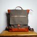 Metro Backpack in Brown Canvas Twill with Burnt Orange Leather Trims and Multiple Pockets --Limited Edition--