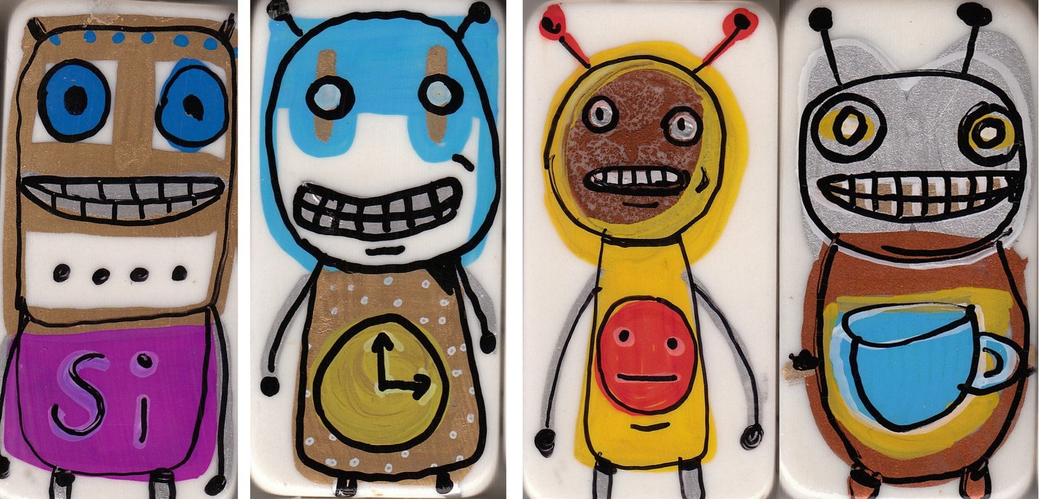 4 bot bundle: tiny domino robots that you mix and match