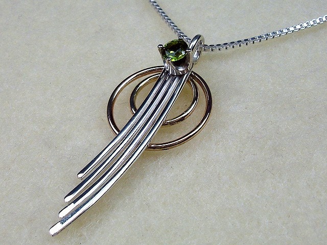 Shooting Star with Sterling Silver and 14kt Gold Filled with Peridot August Birthstone