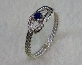 Celtic Twisty Love Knot Ring Argentium Silver with Sapphire September Cubic Zirconia