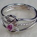 Double Celtic Love Knot Ring with Twisty in All Argentium Silver with 4mm Rose Zircon Cubic Zirconia CZ Birthstone