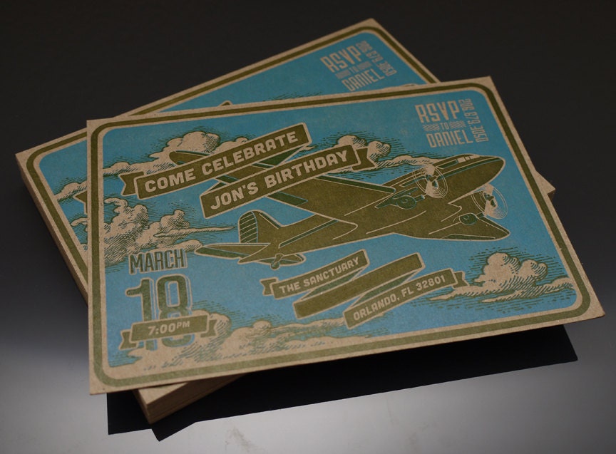 Letterpress & Custom Designed Birthday Invitations 40qty
