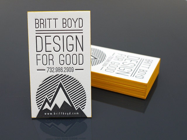 Custom Letterpress Business Card and Graphic Design Package w/ edge printing - 100qty