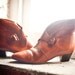 Red Brown Leather Ankle Boot with Buckle US 8.5 B