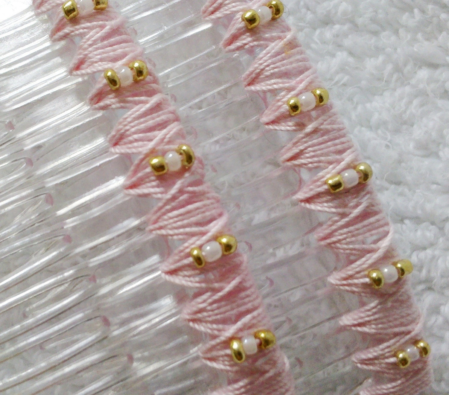 Beaded Hair Combs - Rose Petal Pink - One Pair