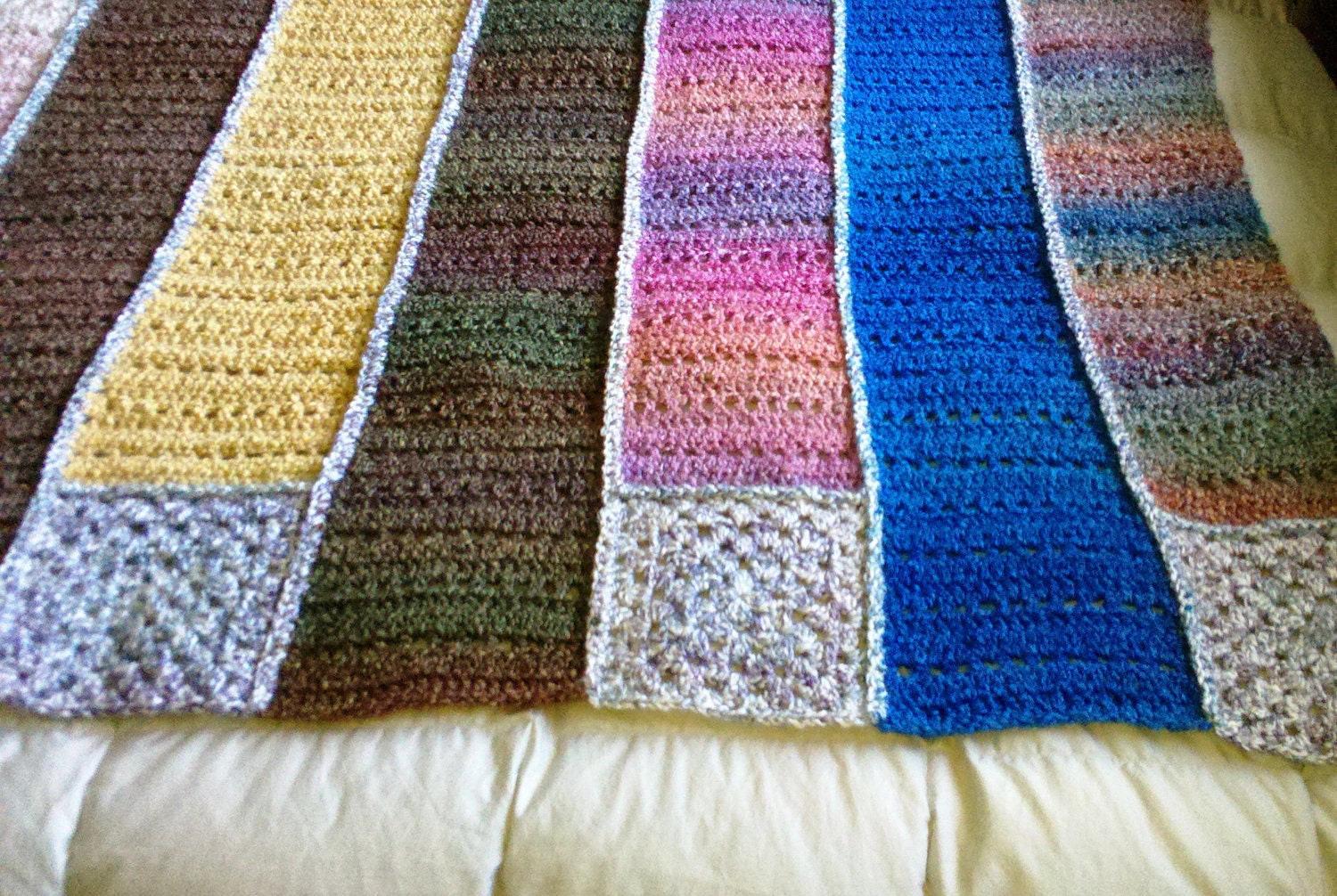 RESERVED for STEPHANIE - Extra Large Afghan - Multicolor Unique Pattern OOAK - Lay-Away Listing #1