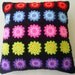 the electric colored granny square cushion / pillow cover