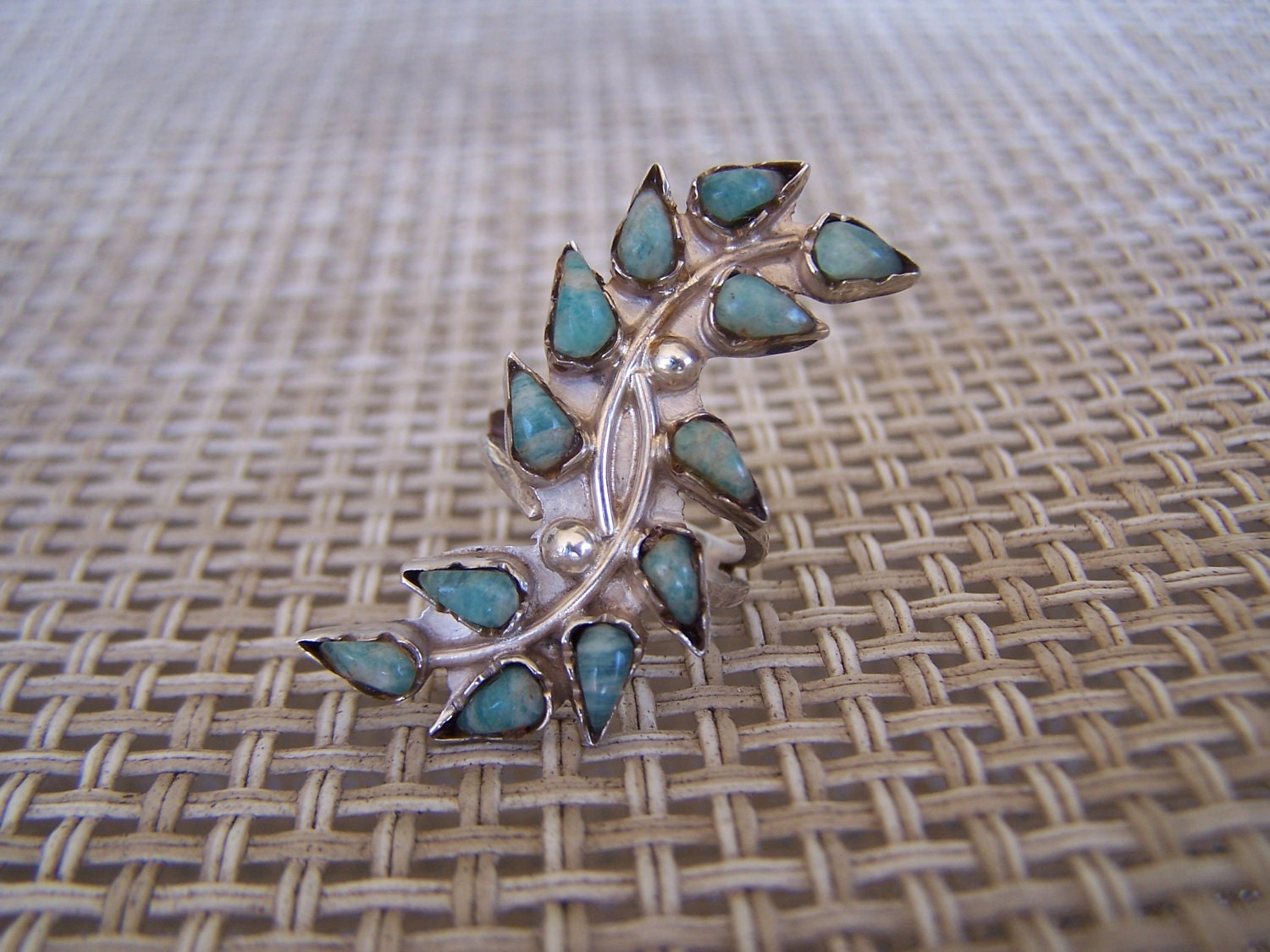 Sterling Silver Ring with Precious Stones