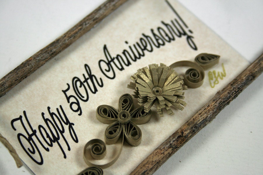 Quilled Magnet 130- Happy 50th Anniversary- Golden Anniversary Gift, Ornament