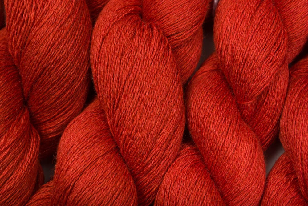 Silk Cashmere Recycled Yarn, Burnt Orange Lace Weight Silk Cashmere, 715 yards