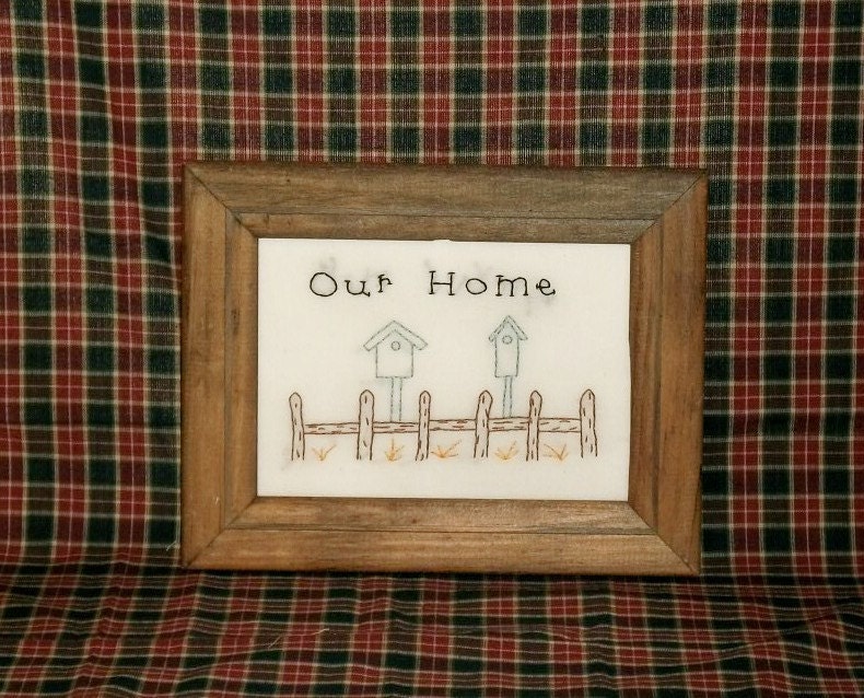 Stitchery Bird Houses Our Home Hand Stitched FRAME NOT INCLUDED