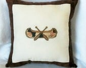 Flannel Pillow Canoe Paddles Machine Embroidered