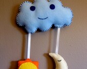 Felt Nursery Mobile or Wall Hanging - Cloud, Sun, Moon