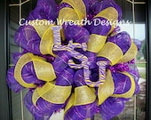 Deco Mesh LSU Tiger Print Wreath