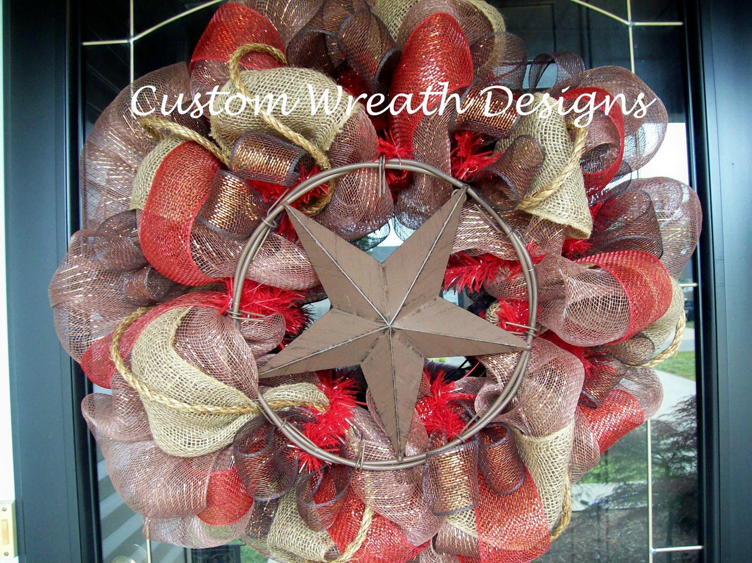 Texas Star Western Mesh Wreath