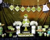 Green Elegant Art Nouveau Brocade DIY Baby Shower Printable Party Collection