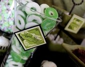 Green Elegant Art Nouveau Brocade DIY Favor Tags or Stickers