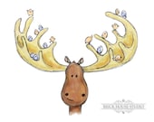 Children's Wall Art, Moose and Friends - 8x10 Print