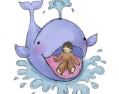 Children's Art - Jonah and The Whale, 8x10 Print
