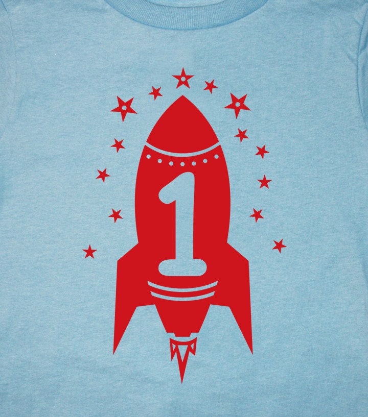1st birthday boys shirt Red Rocket party tshirt