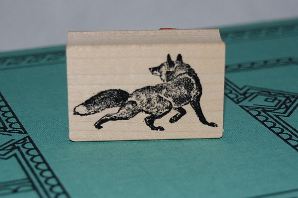 Fox Wood Mounted Rubber Stamp 3175