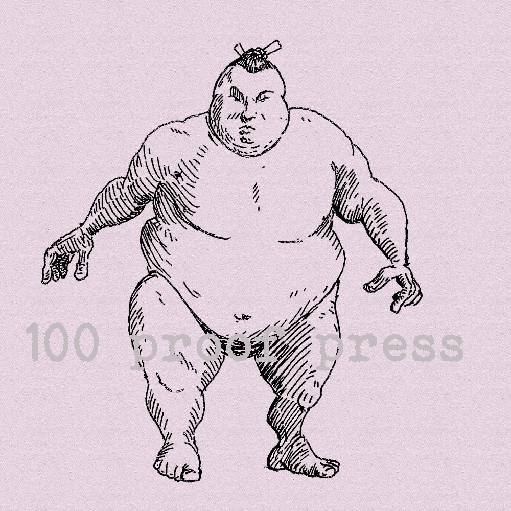 Sumo Wrestler Wood Mounted Rubber Stamp 4520