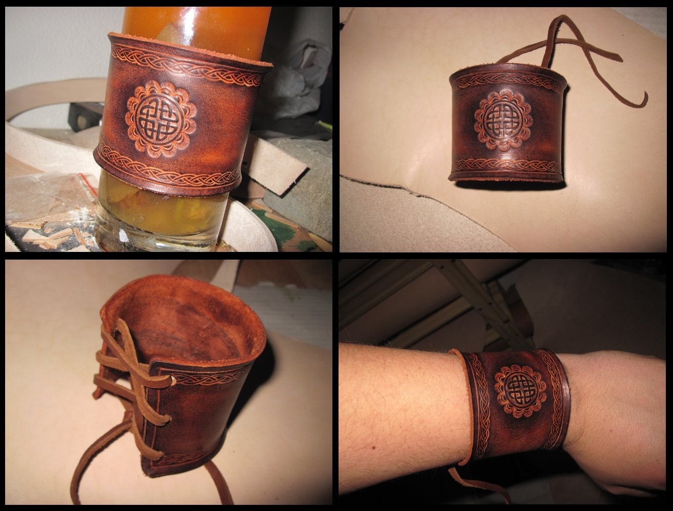 Celtic leather wrist cuff