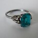 deep teal vintage glass paste sterling silver ring