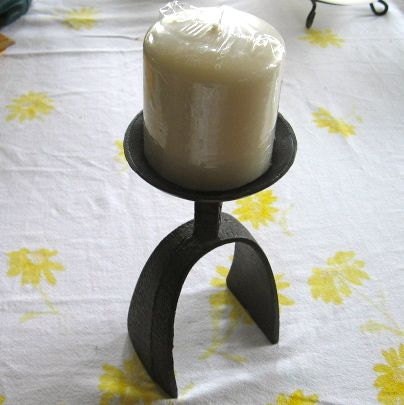 8 in tall Mid Century Iron Candle Holder Black Japan