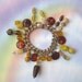 Yellow Beaded Charm Bracelet, yellow charm bracelet, yellow, amber, brown, glass, beads, vintage, ooak, one of a kind